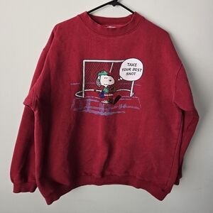 Vintage Embroidered Snoopy Peanuts Hockey Sweatshirt